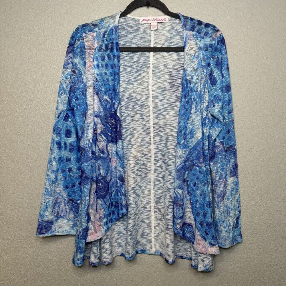 Leoma Lovegrove Womens Wearable Art Lightweight Open Front Cardigan Sweater Med